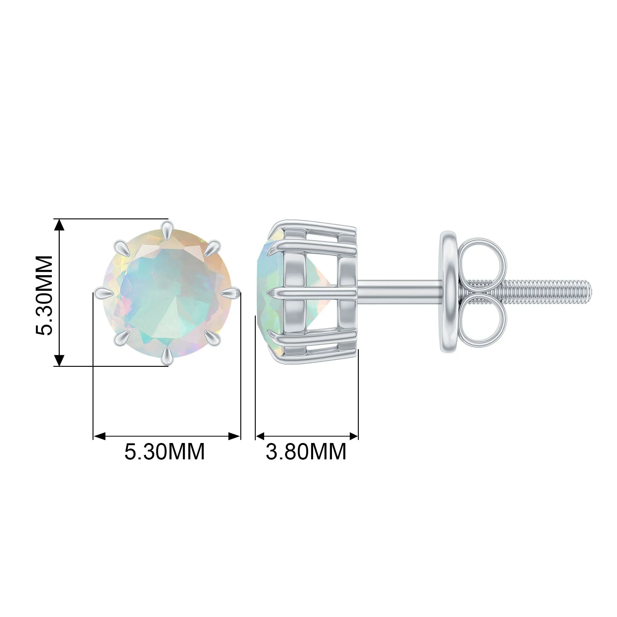 Natural Ethiopian Opal Solitaire Stud Earrings