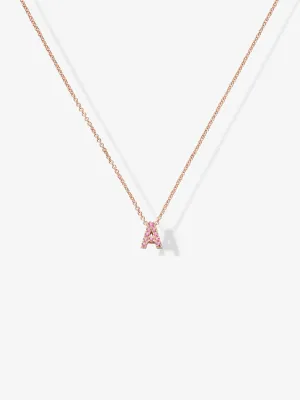 One Letter Pink Sapphire Necklace