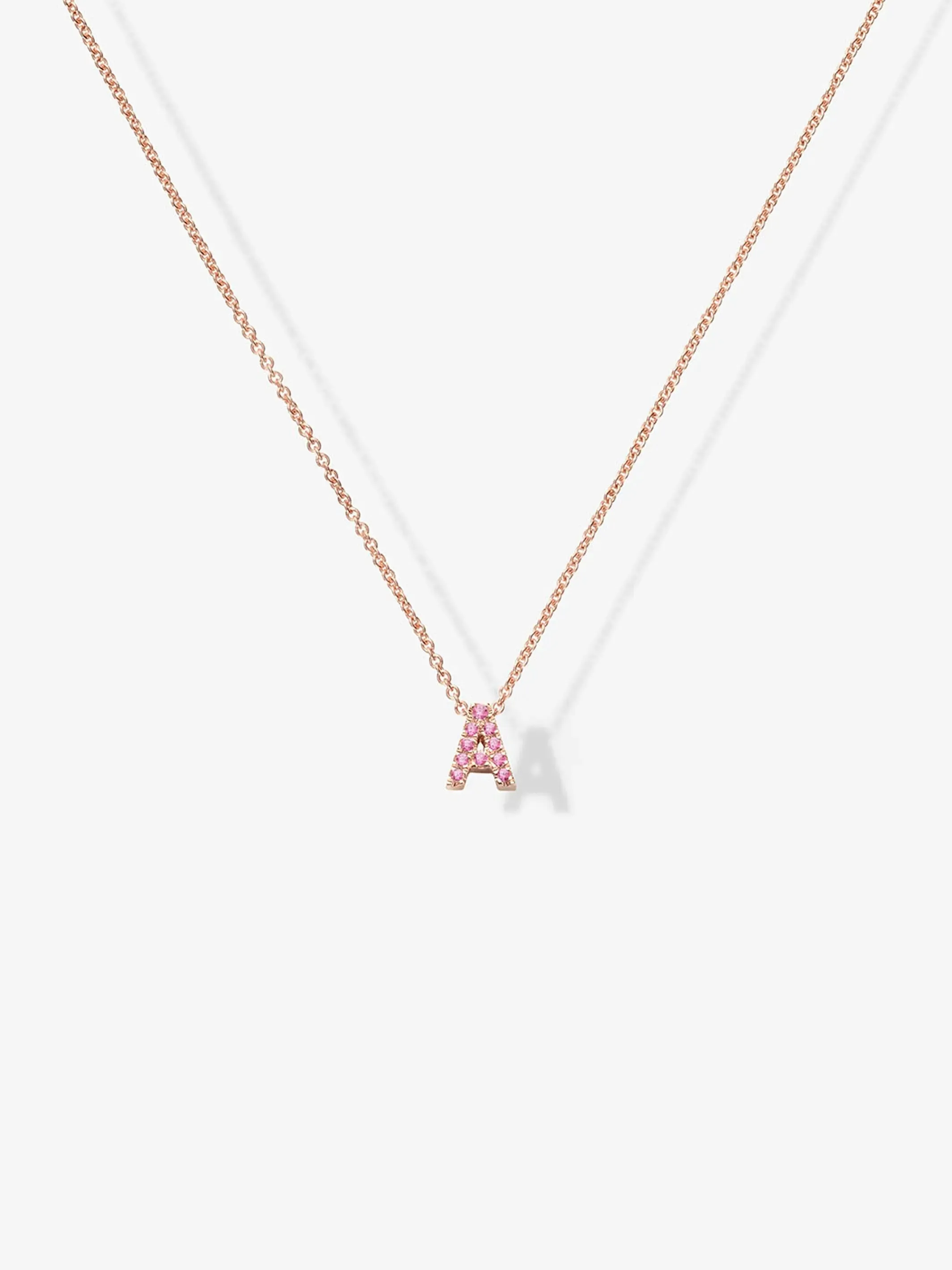 One Letter Pink Sapphire Necklace