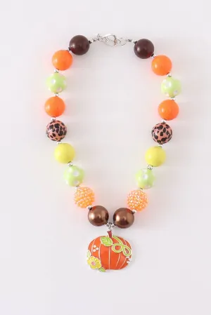 Orange Pumpkin Chunky Bubblegum Necklace