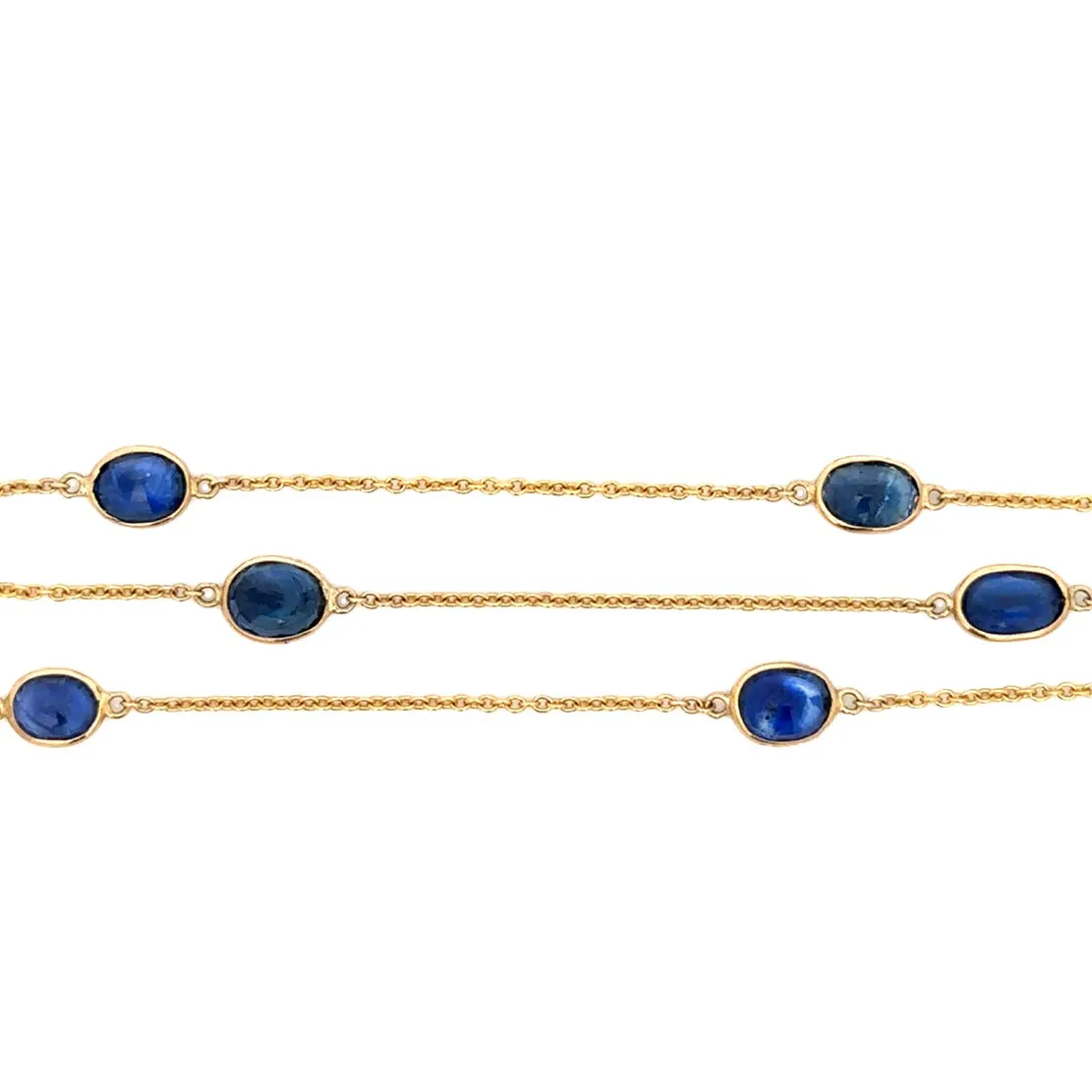 Oval Sapphire Channel Set Station Necklace