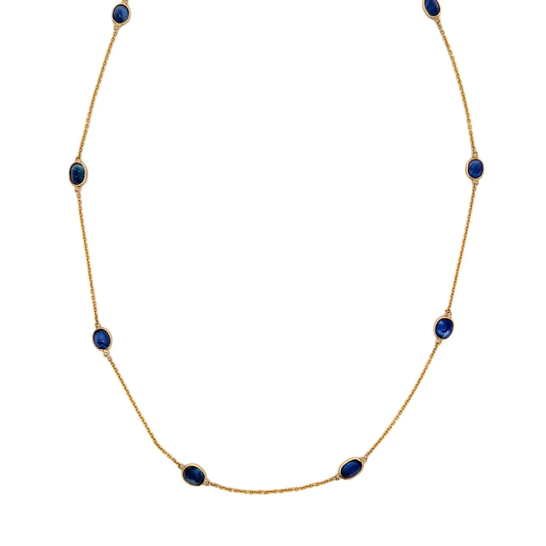 Oval Sapphire Channel Set Station Necklace