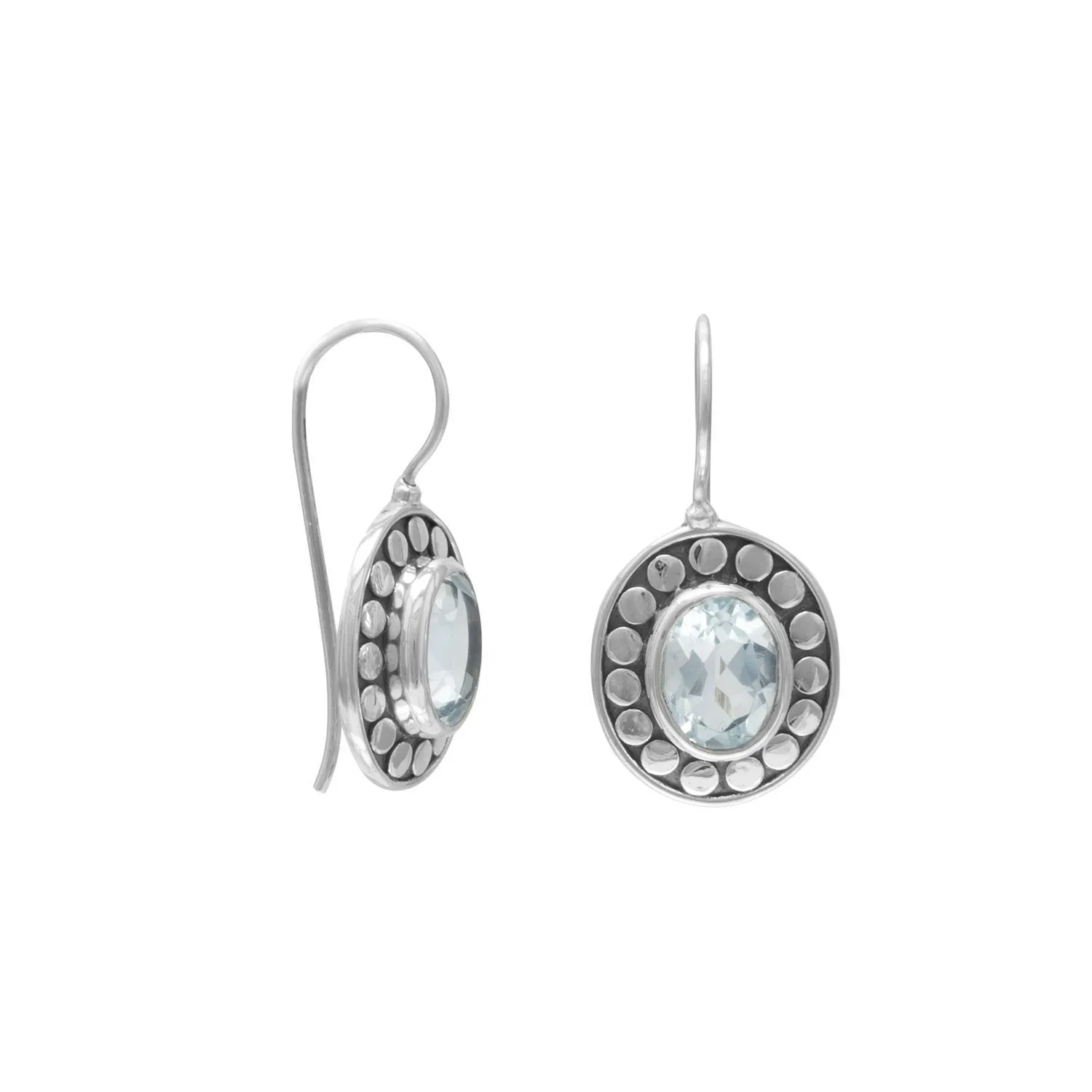 Oxidized Blue Topaz Earrings