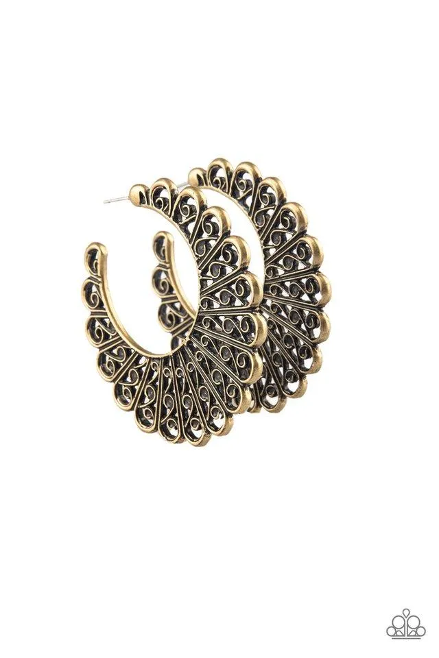 Paparazzi Earring ~ Funky Flirt - Brass