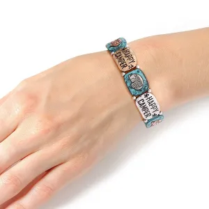 Patina Metal Happy Camper Engraved Bracelet