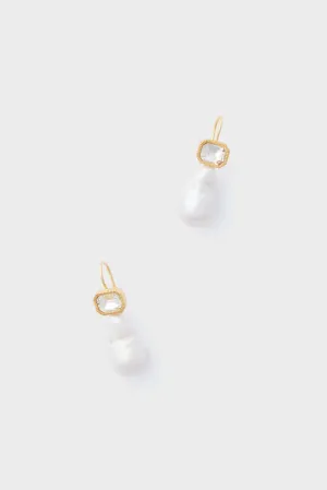 Pearl and Crystal Dangle Earrings