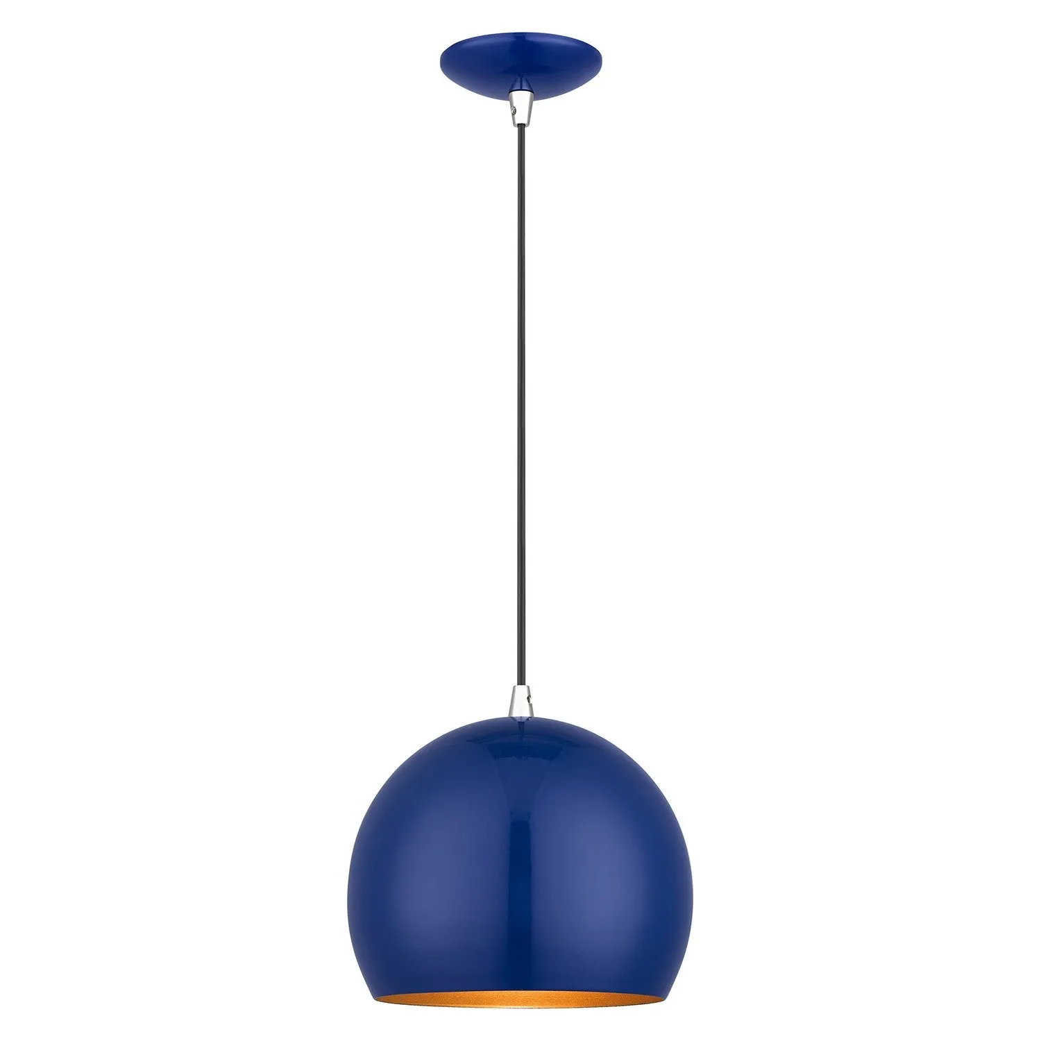 Piedmont 1-Light Pendant in Shiny Cobalt Blue with Polished Chrome