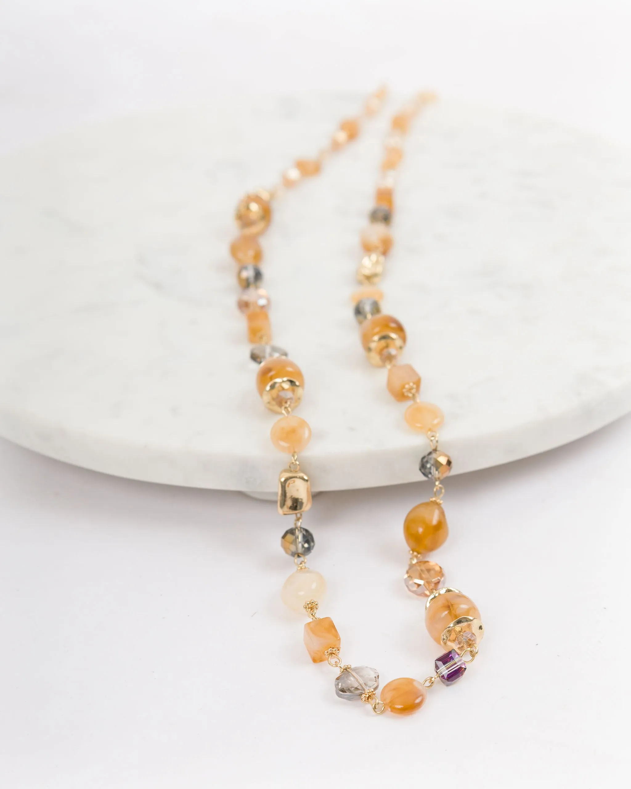 Pressie Soiree Chunky Bead Necklace Rose Gold