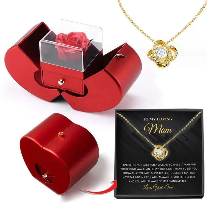 Red Apple Christmas Gift Necklace Box