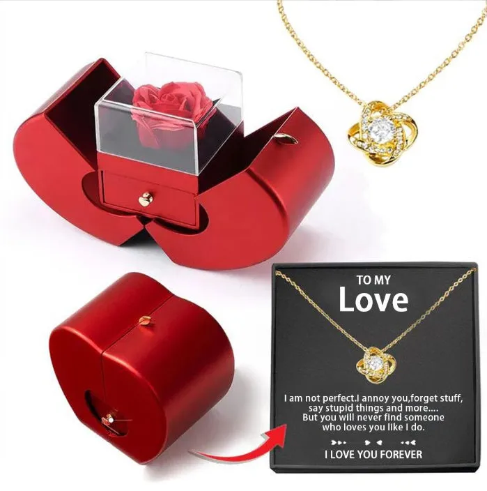 Red Apple Christmas Gift Necklace Box