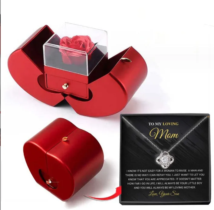 Red Apple Christmas Gift Necklace Box