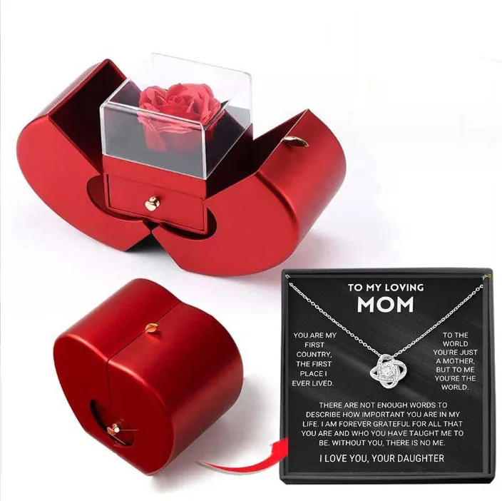 Red Apple Christmas Gift Necklace Box