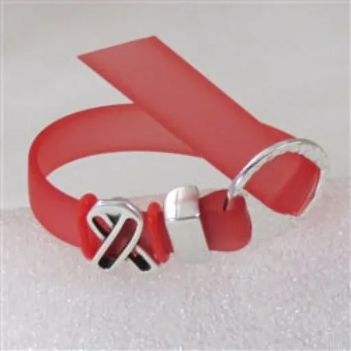 Red Awareness Ribbon Bracelet Buckle Clasp Soft Vinyl Cord