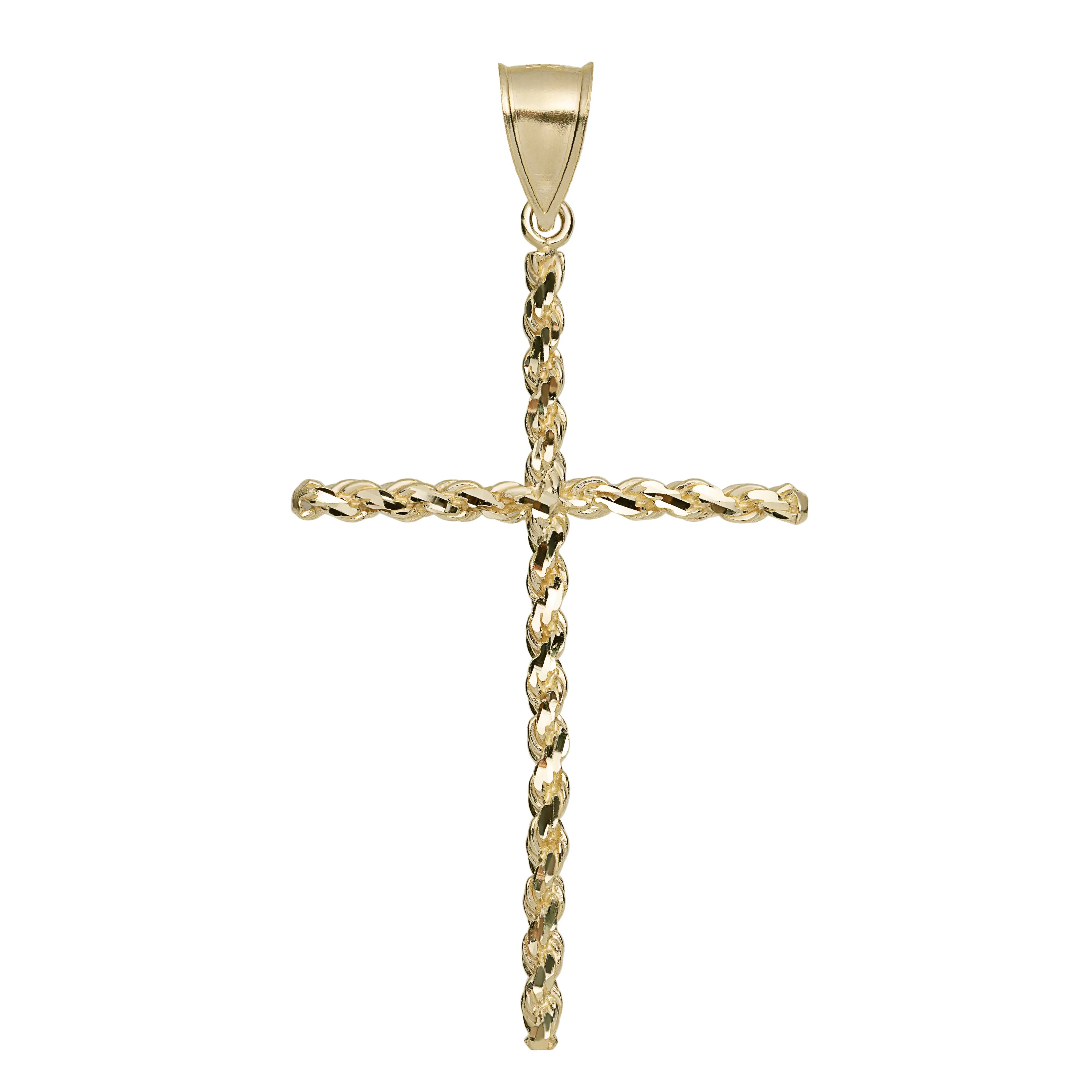 Reversible Rope Cross Pendant 10K Yellow Gold