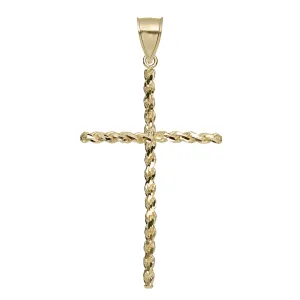 Reversible Rope Cross Pendant 10K Yellow Gold