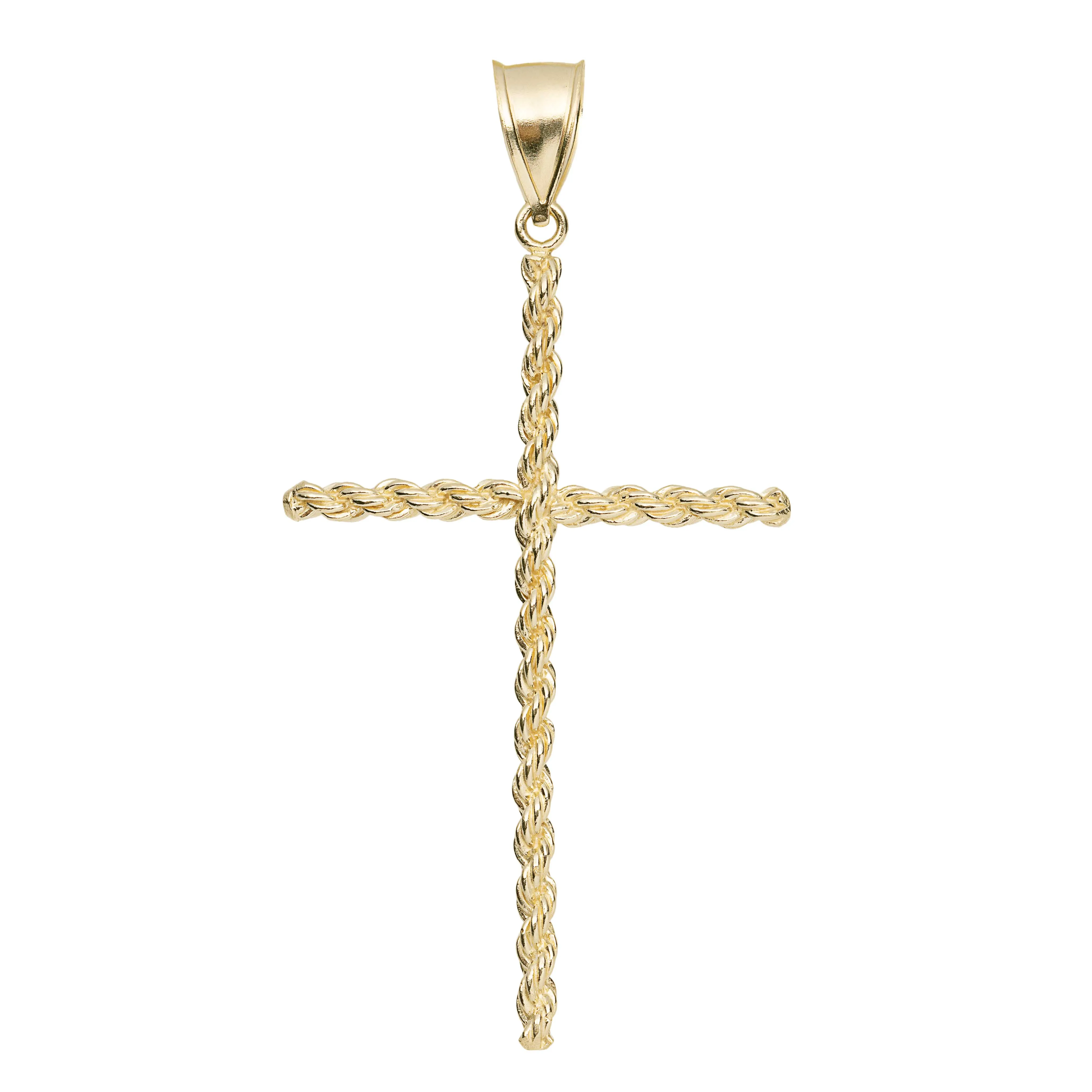 Reversible Rope Cross Pendant 10K Yellow Gold