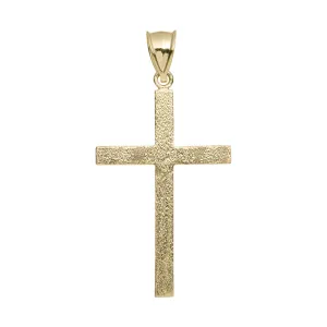 Reversible Satin Cross Pendant 10K Solid Yellow Gold