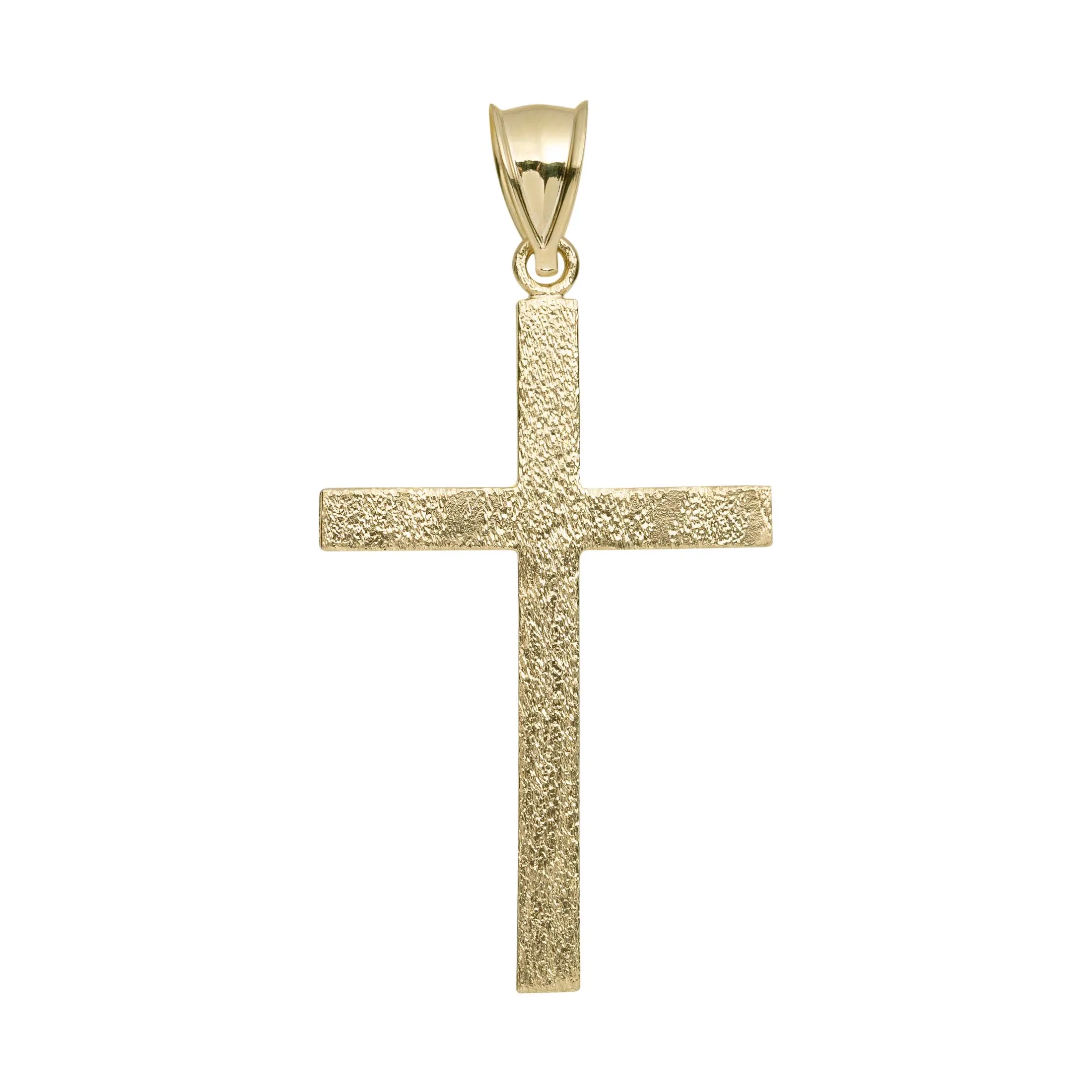 Reversible Satin Cross Pendant 10K Solid Yellow Gold