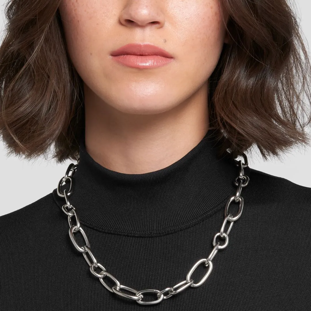 Rhodium Plated Chunky Link Necklace