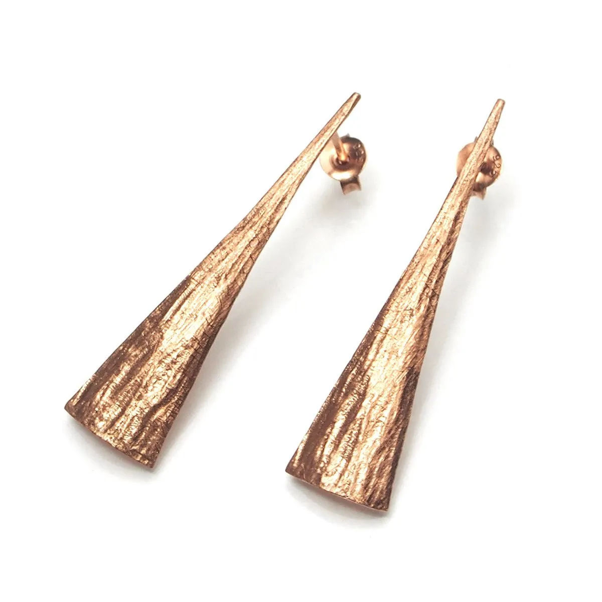 Rose Gold (18K) Brushed Tie Earrings