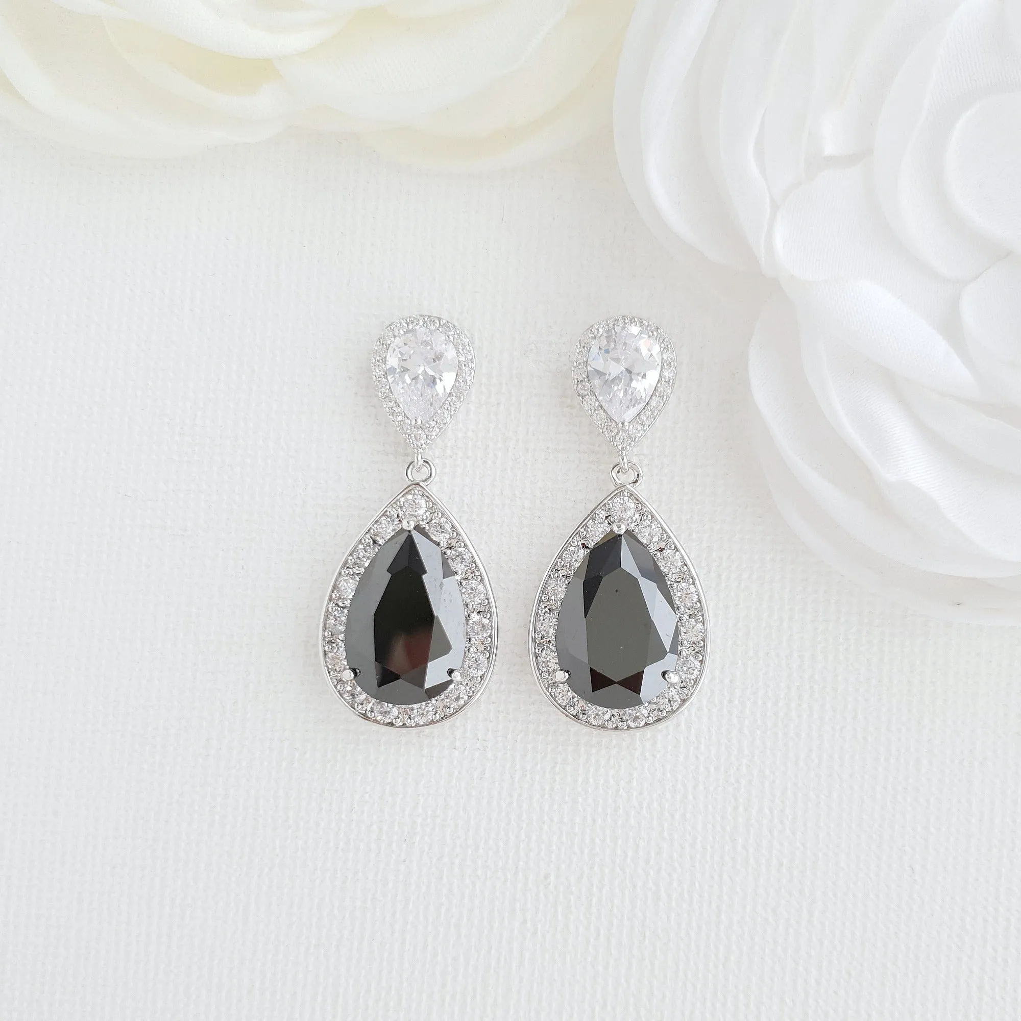 Rose Gold and Black Earrings-Zoe