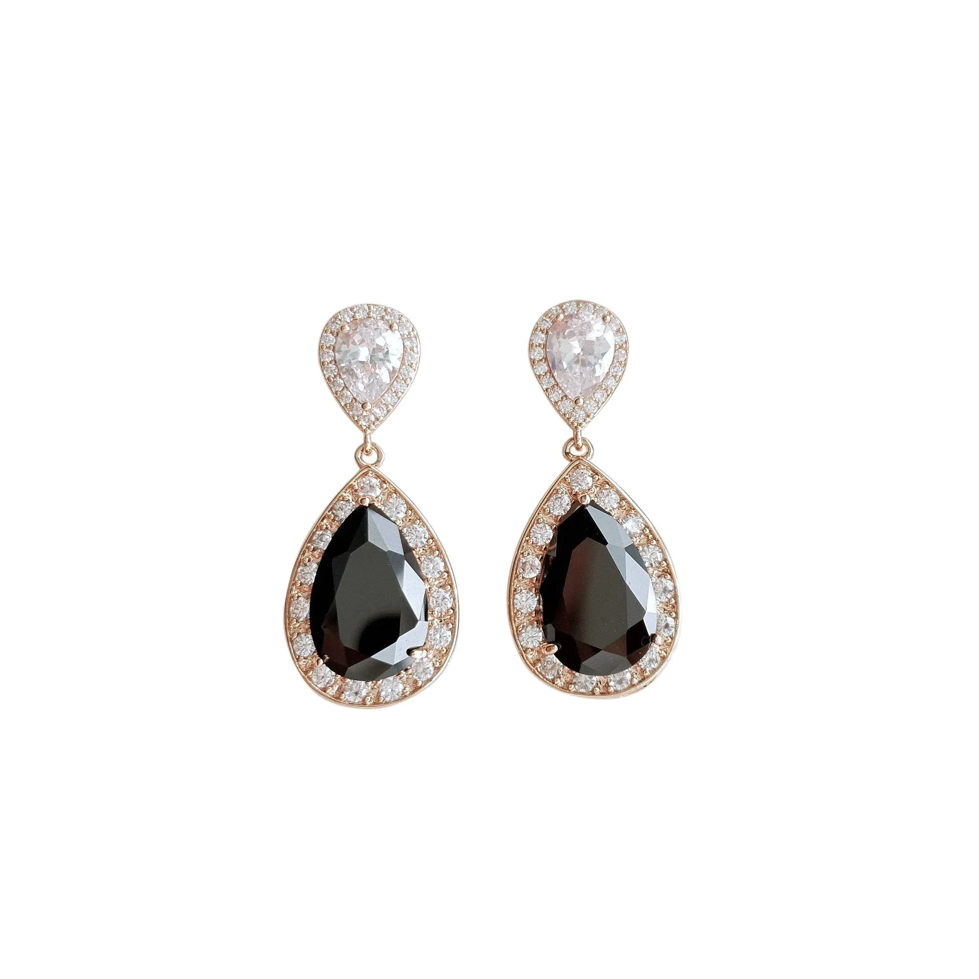 Rose Gold and Black Earrings-Zoe