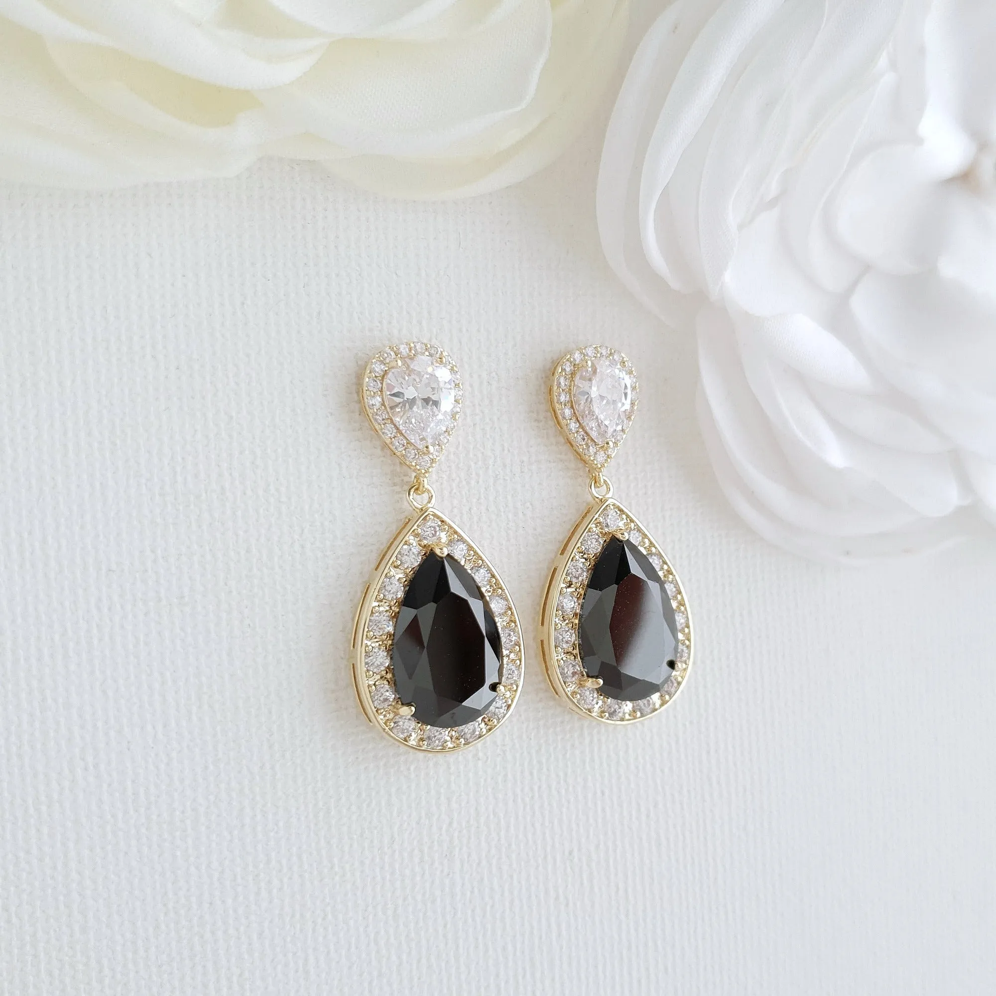 Rose Gold and Black Earrings-Zoe