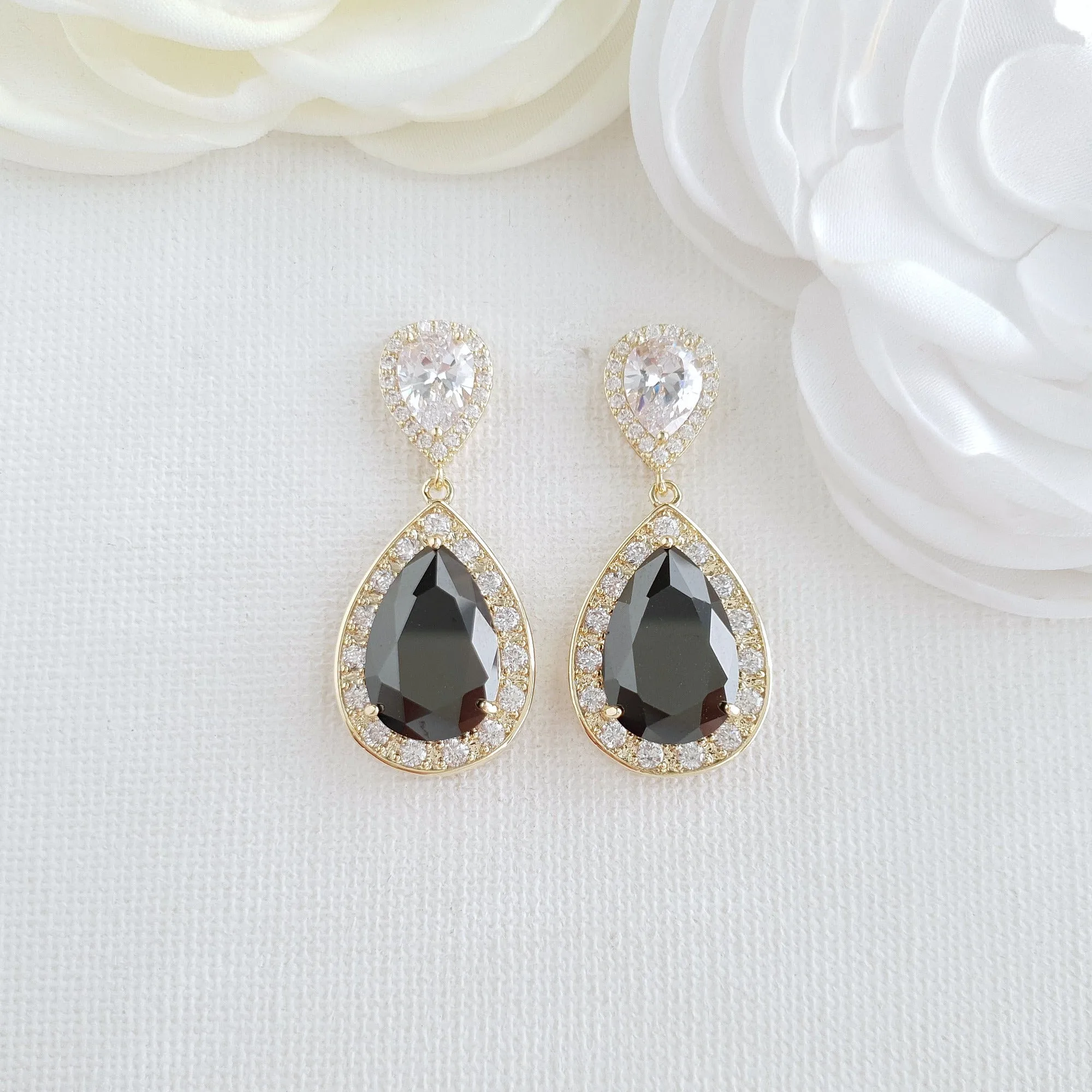 Rose Gold and Black Earrings-Zoe