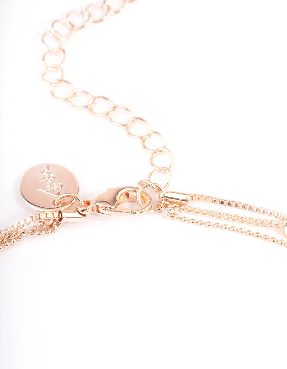 Rose Gold Circle Disc Multirow Necklace