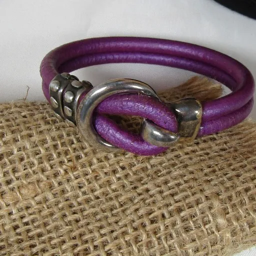 Round Leather Bracelet With Hook Clasp