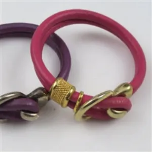 Round Leather Bracelet With Hook Clasp