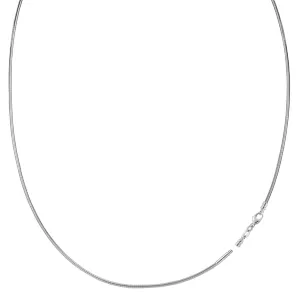 Round Omega Chain Necklace With Screw Off Lock In 14k White Gold, 1mm