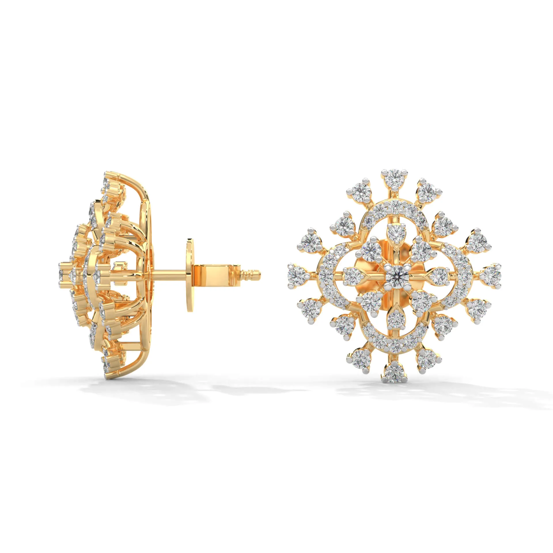 Sandra Fancy Silver Stud Earrings | 22KT Gold Vermeil