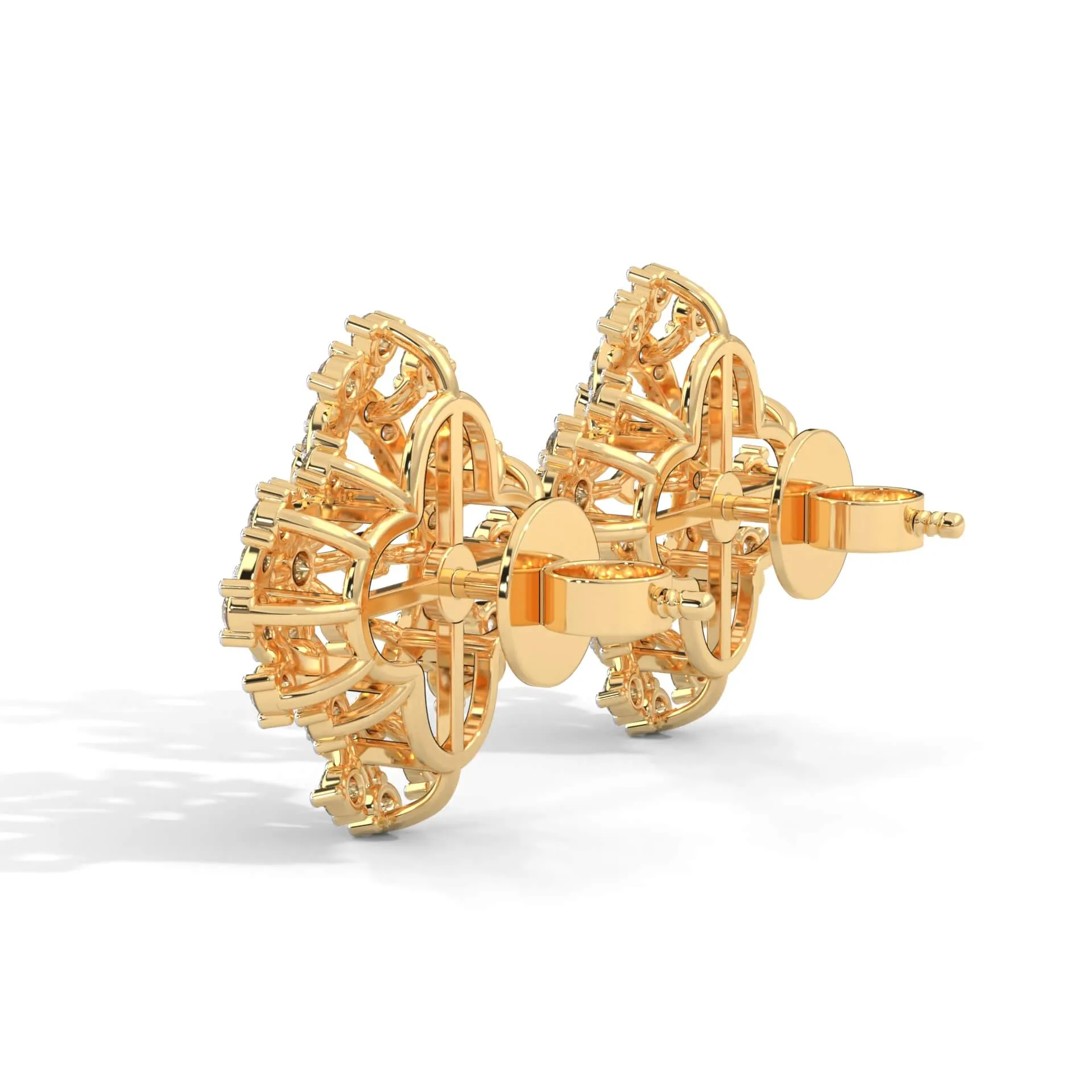 Sandra Fancy Silver Stud Earrings | 22KT Gold Vermeil