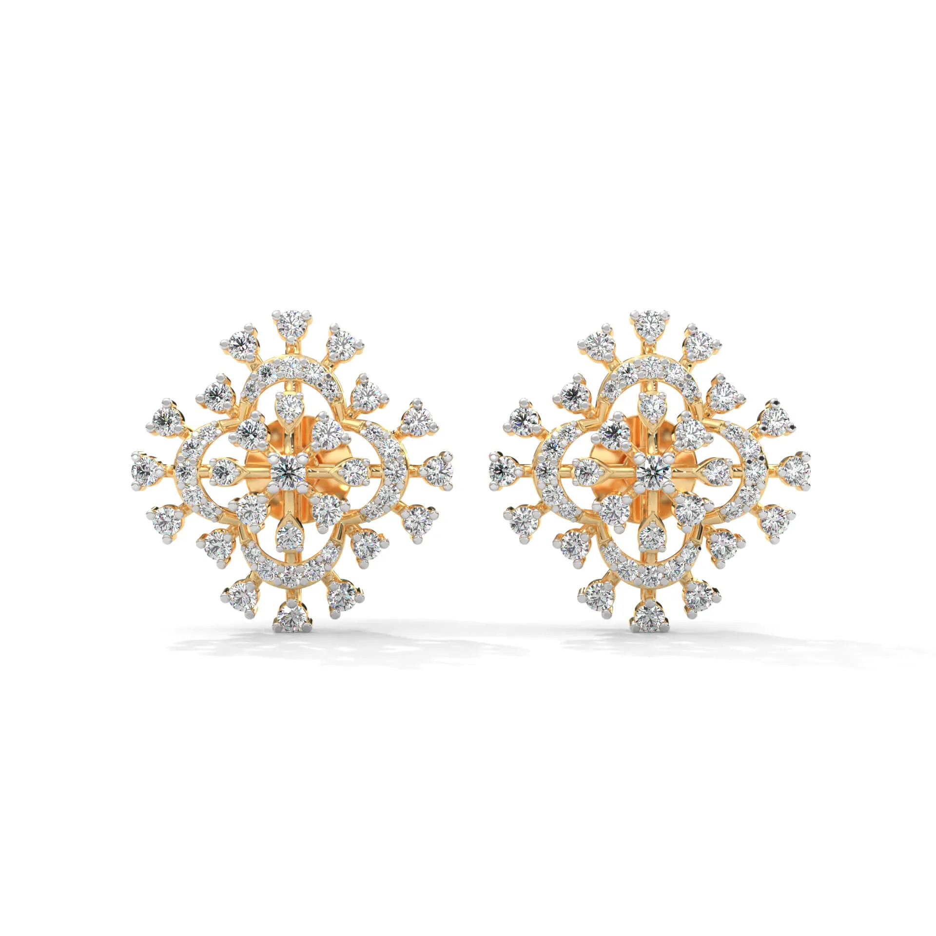 Sandra Fancy Silver Stud Earrings | 22KT Gold Vermeil