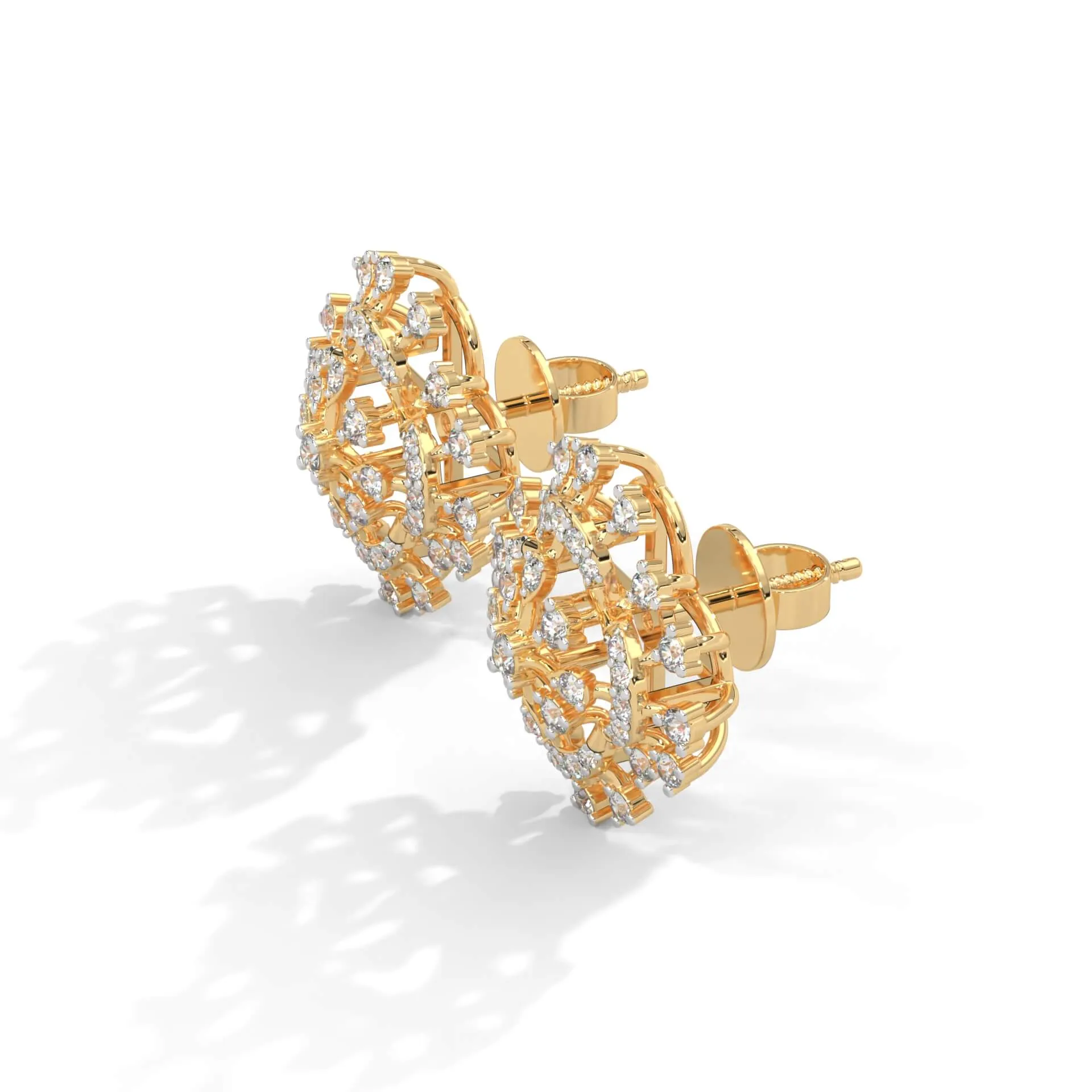 Sandra Fancy Silver Stud Earrings | 22KT Gold Vermeil