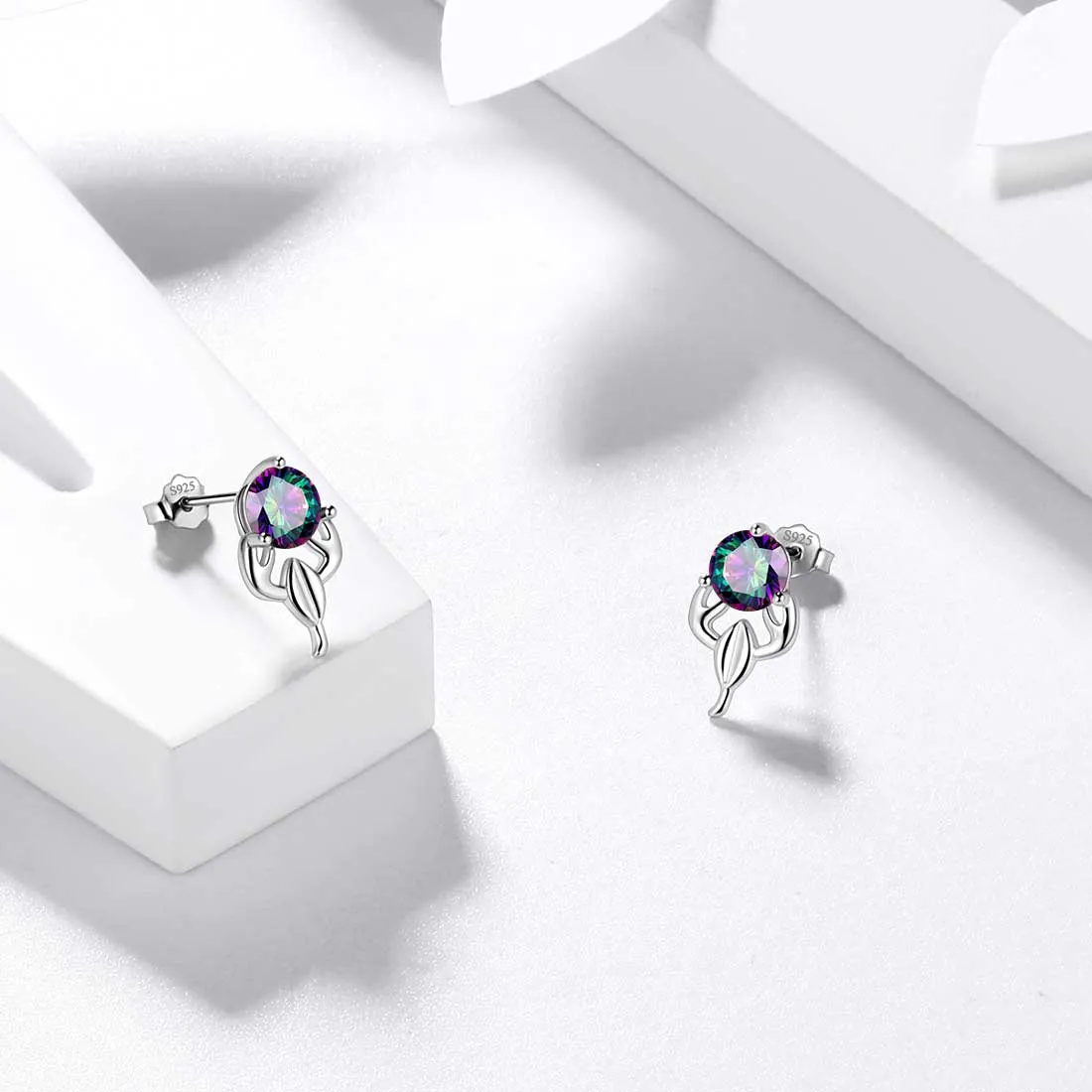 Scorpio Stud Earrings Women Girls Constellation Jewelry Mystic Topaz Sterling Silver