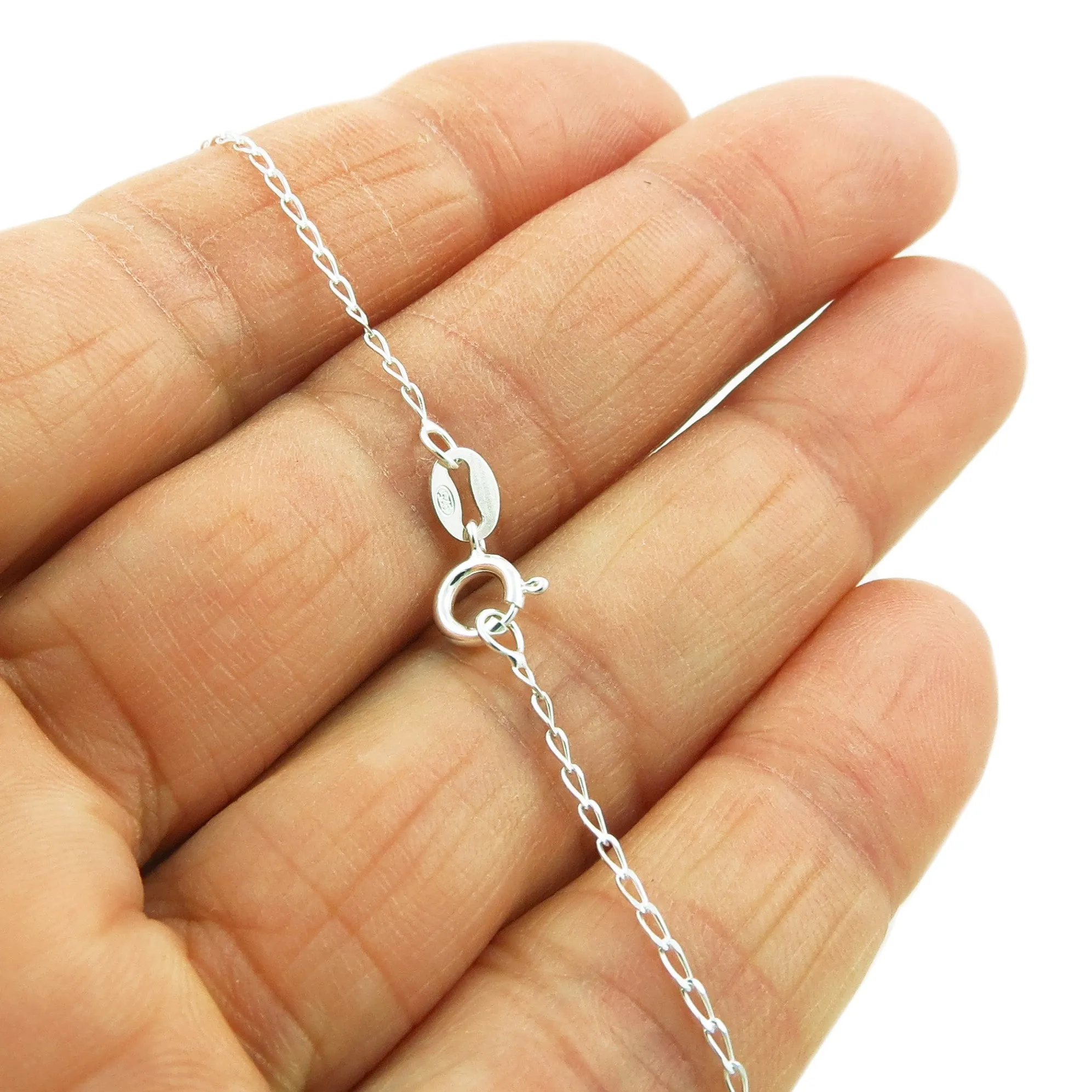 Silver Curb Chain Pendant Necklace