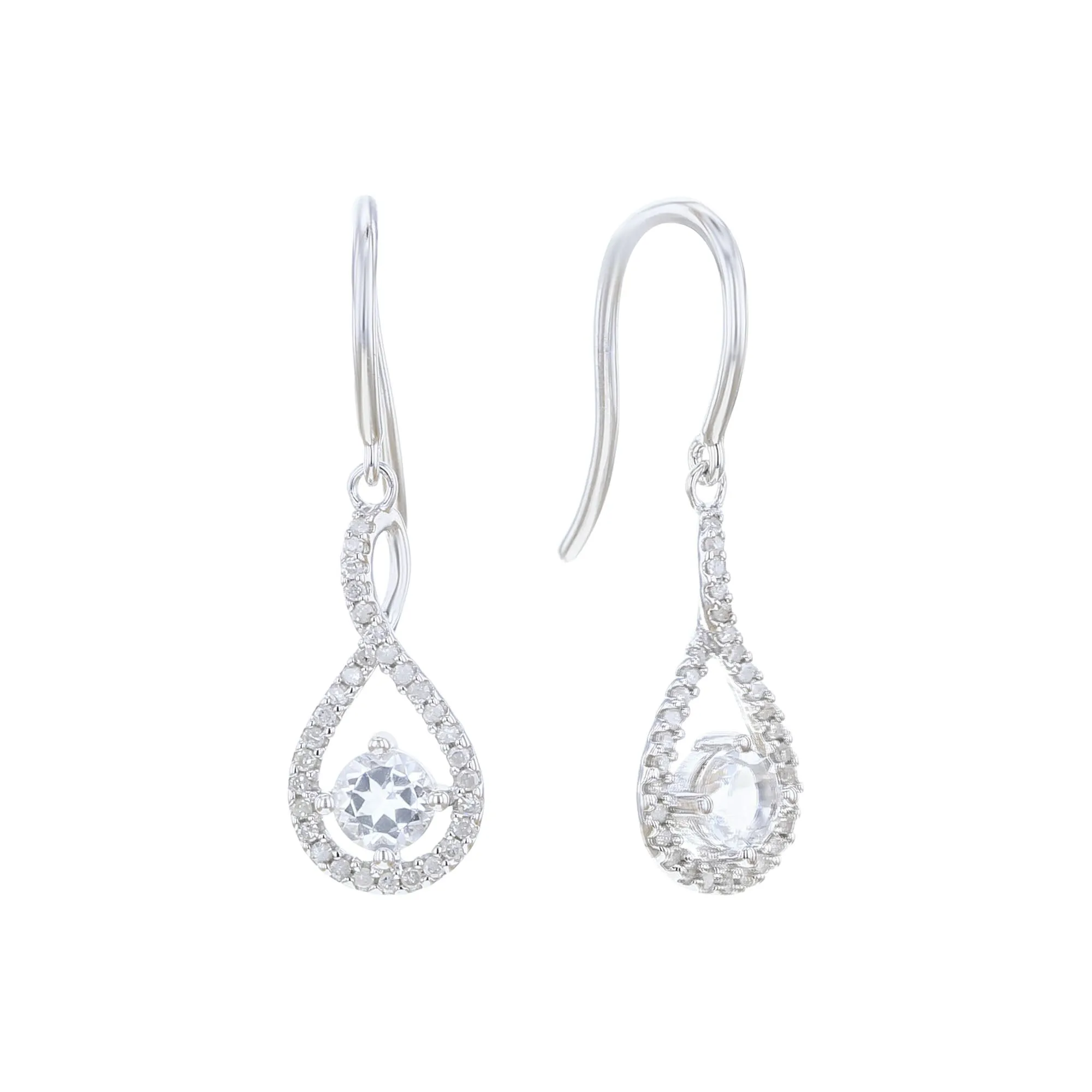 Silver Limitless White Topaz & Diamond Drop Earrings