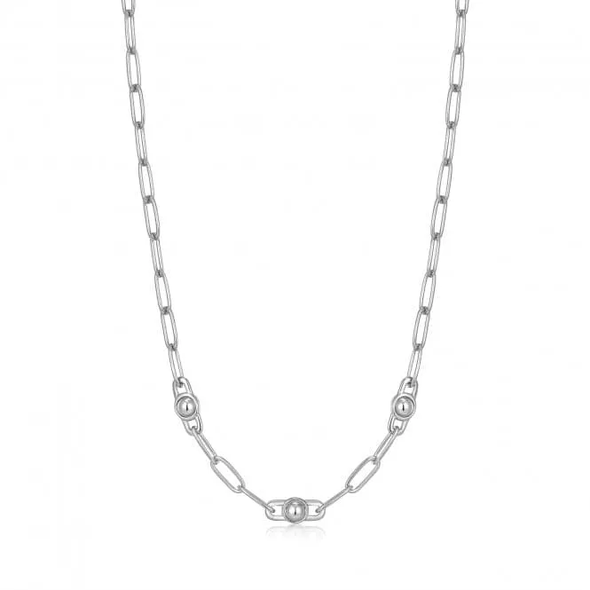 Silver Orb Link Chunky Chain Necklace N045-04H