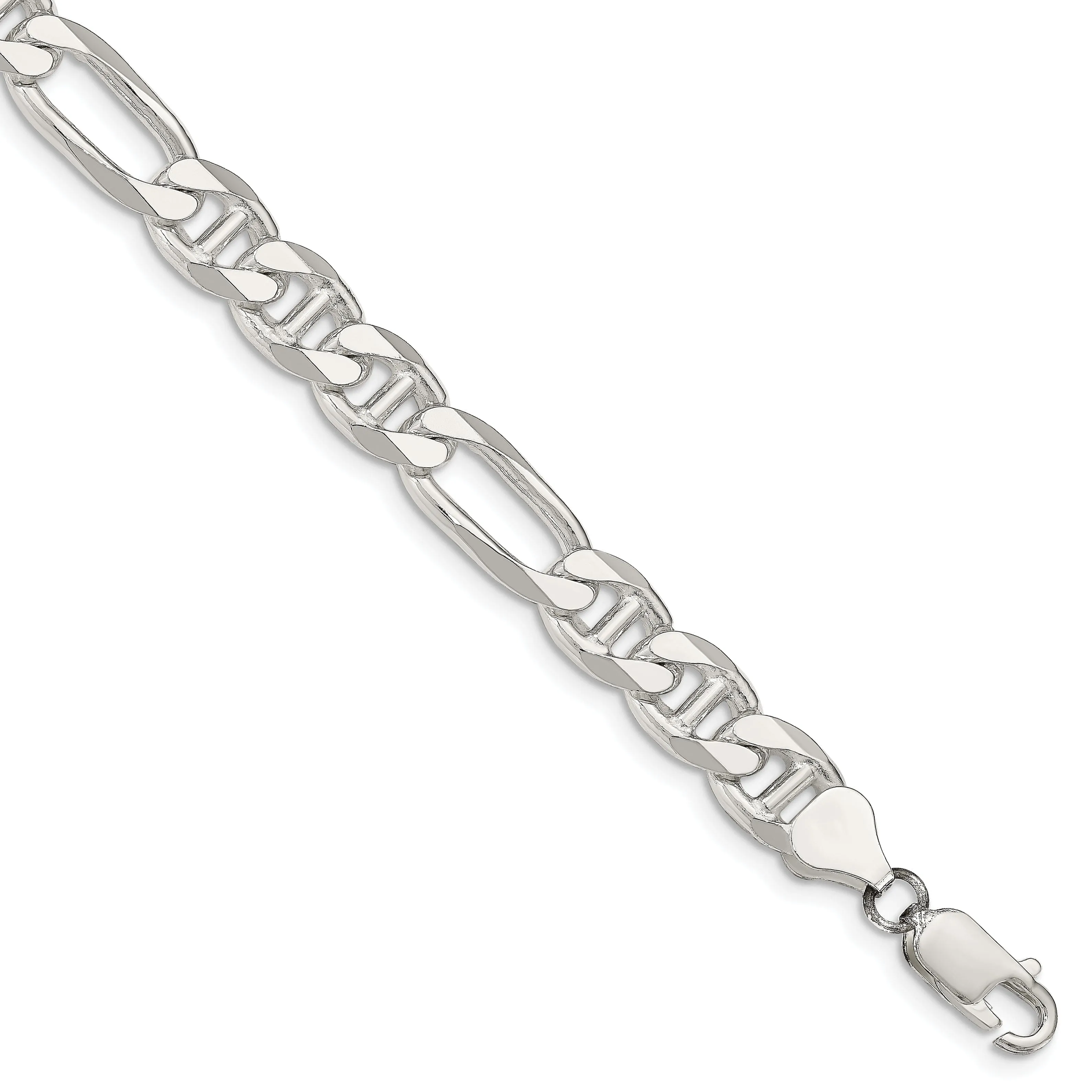 Silver Polished 7.75-mm Figaro Anchor Chain