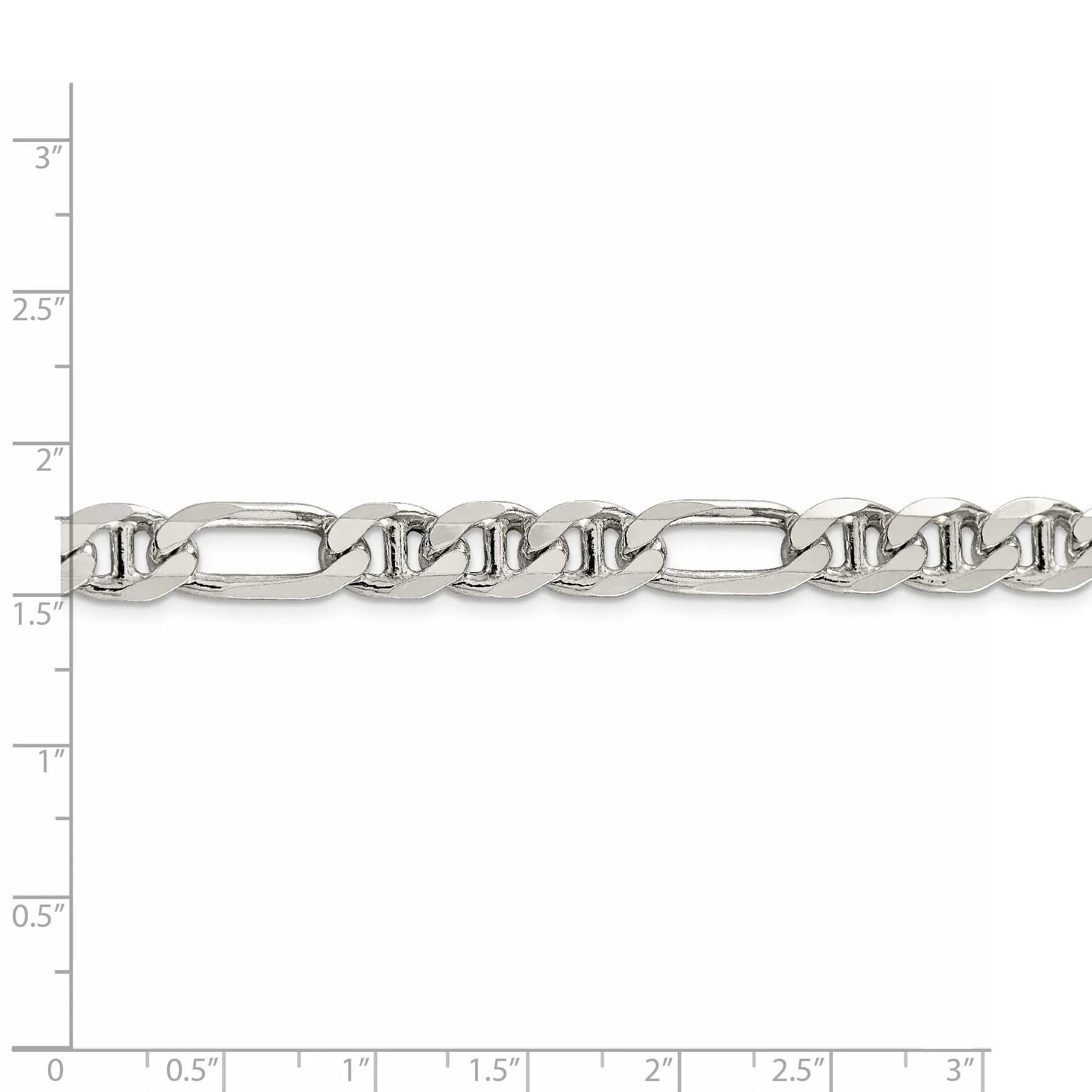 Silver Polished 7.75-mm Figaro Anchor Chain