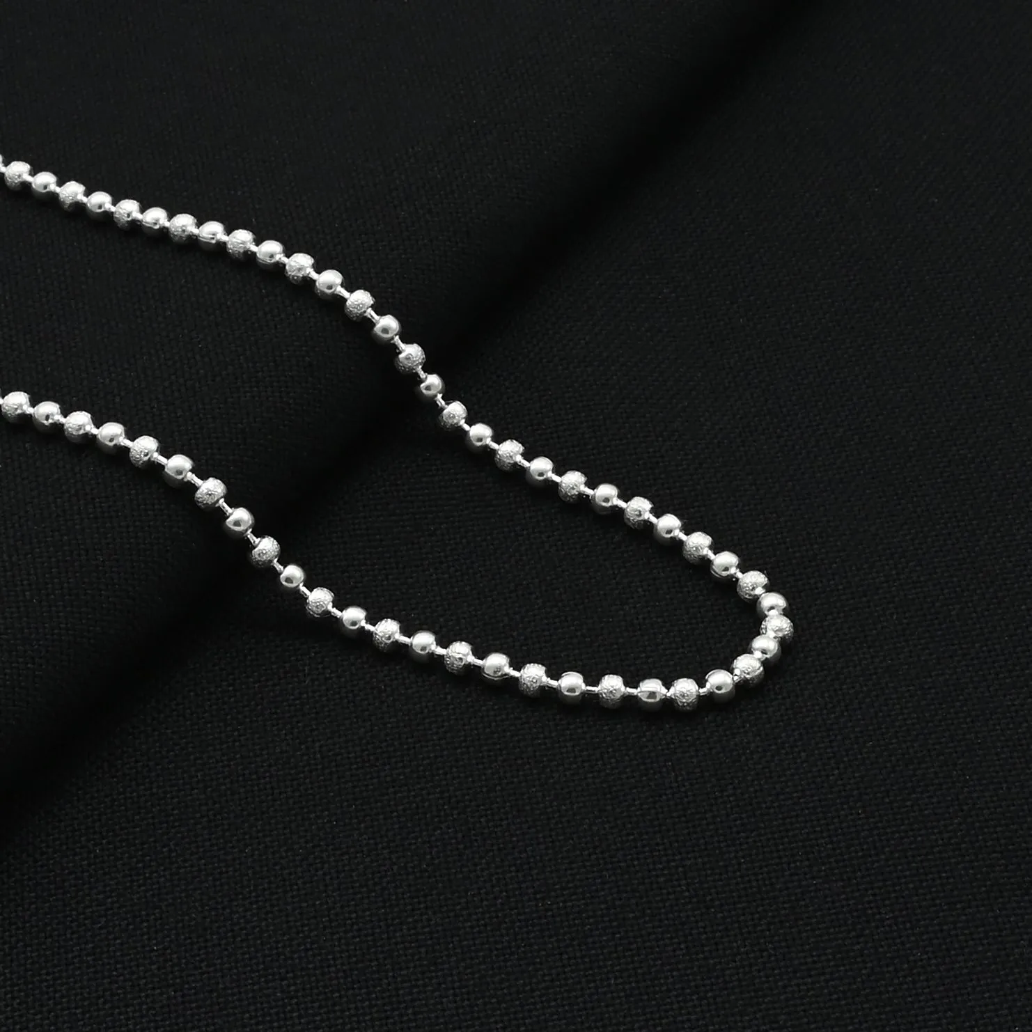 Silver Sterling Shiny Beads Girls Chain