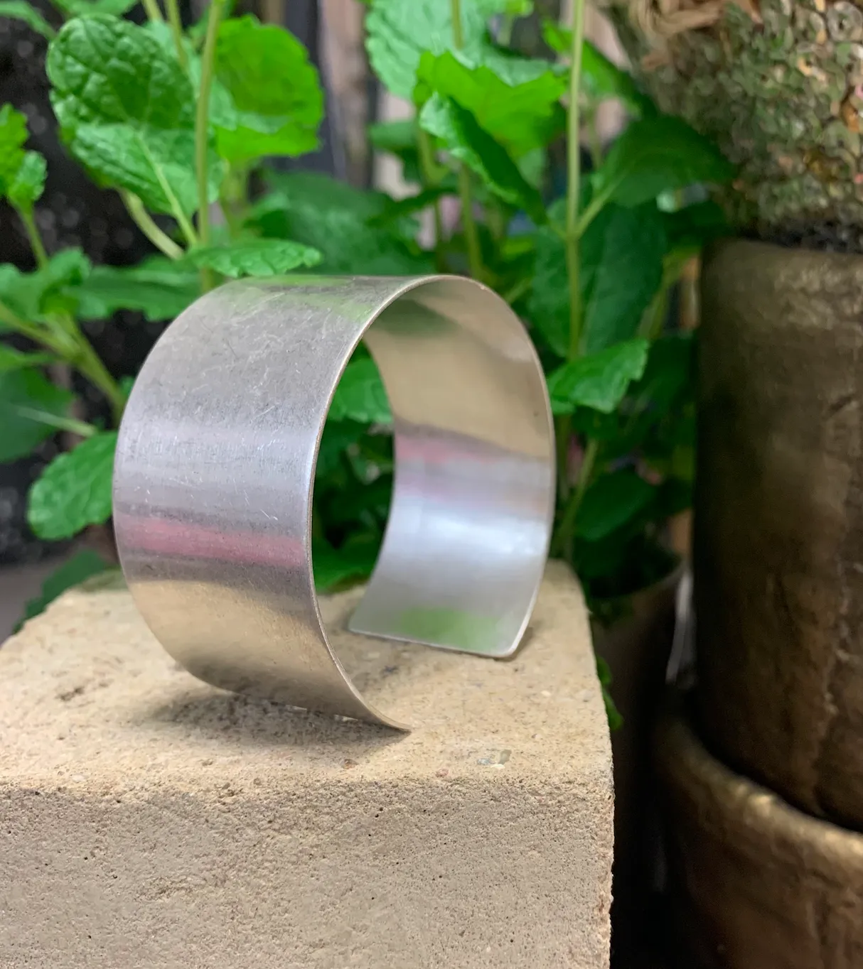 Simple Antique Silver Cuff Bracelet