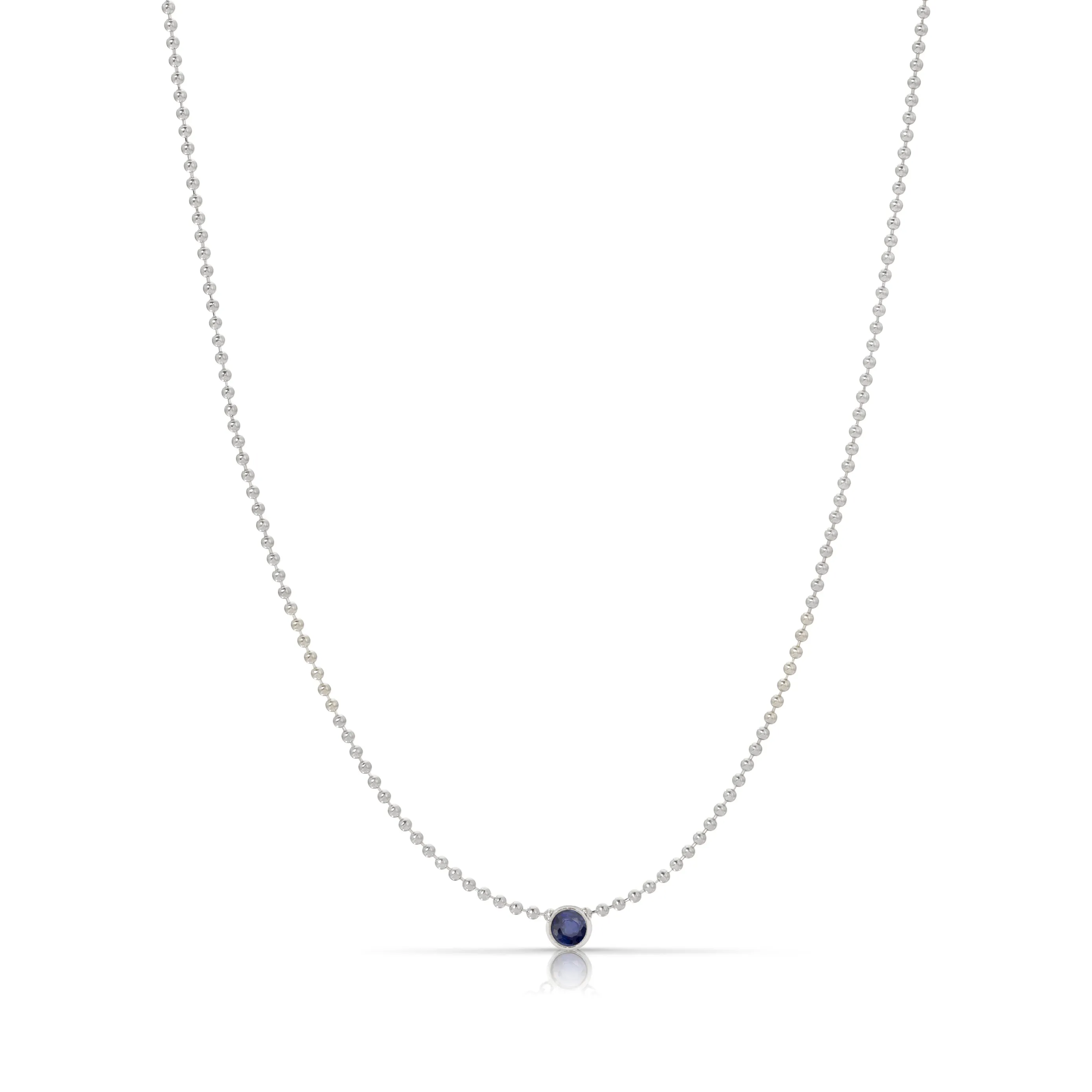 Single Birthstone Layering Necklace - White Gold