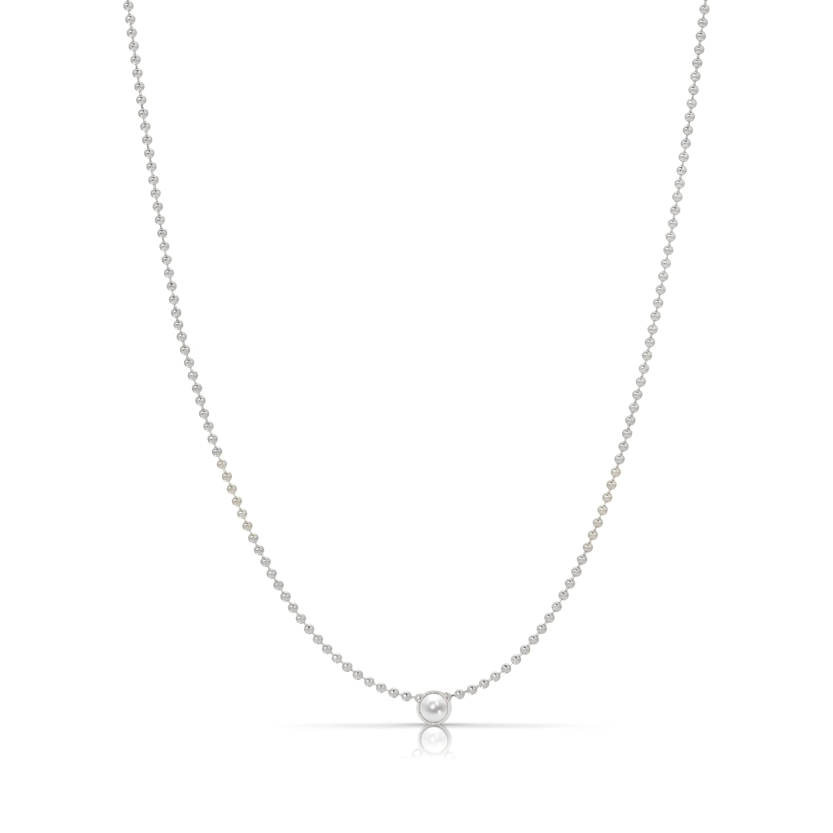 Single Birthstone Layering Necklace - White Gold