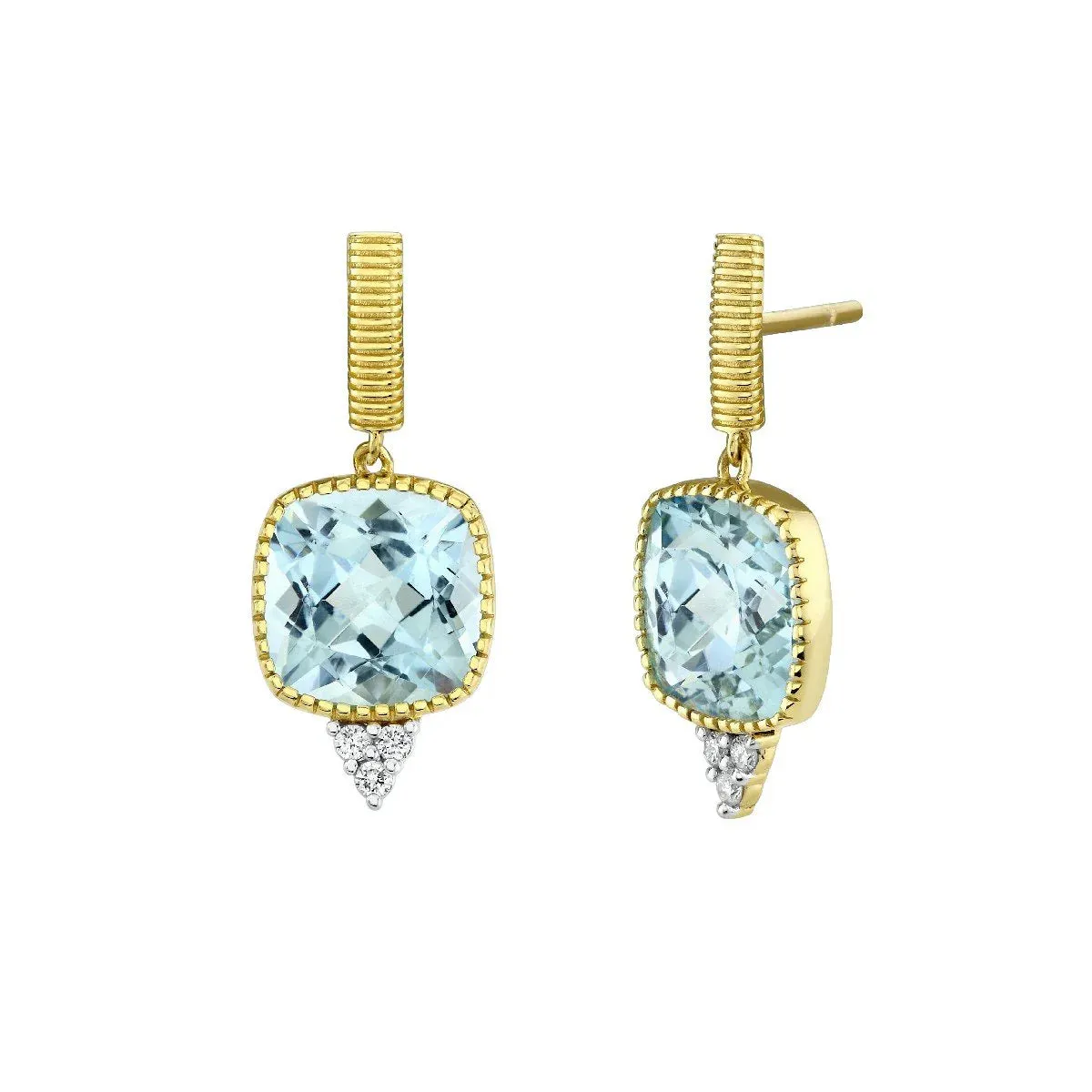 SLOANE STREET 18K YELLOW GOLD BLUE TOPAZ DANGLE EARRINGS