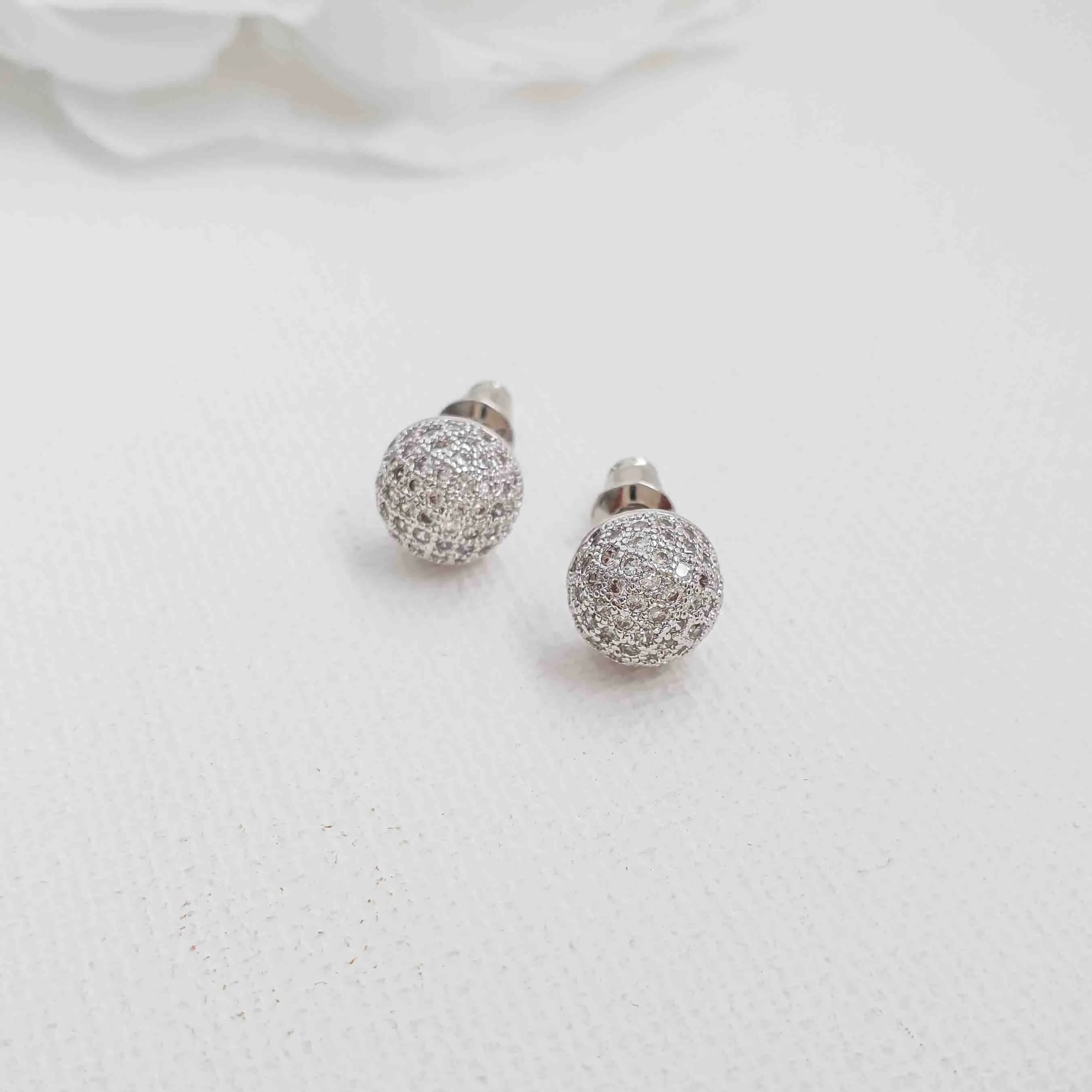 Small Pave Stud Earrings-Pamela