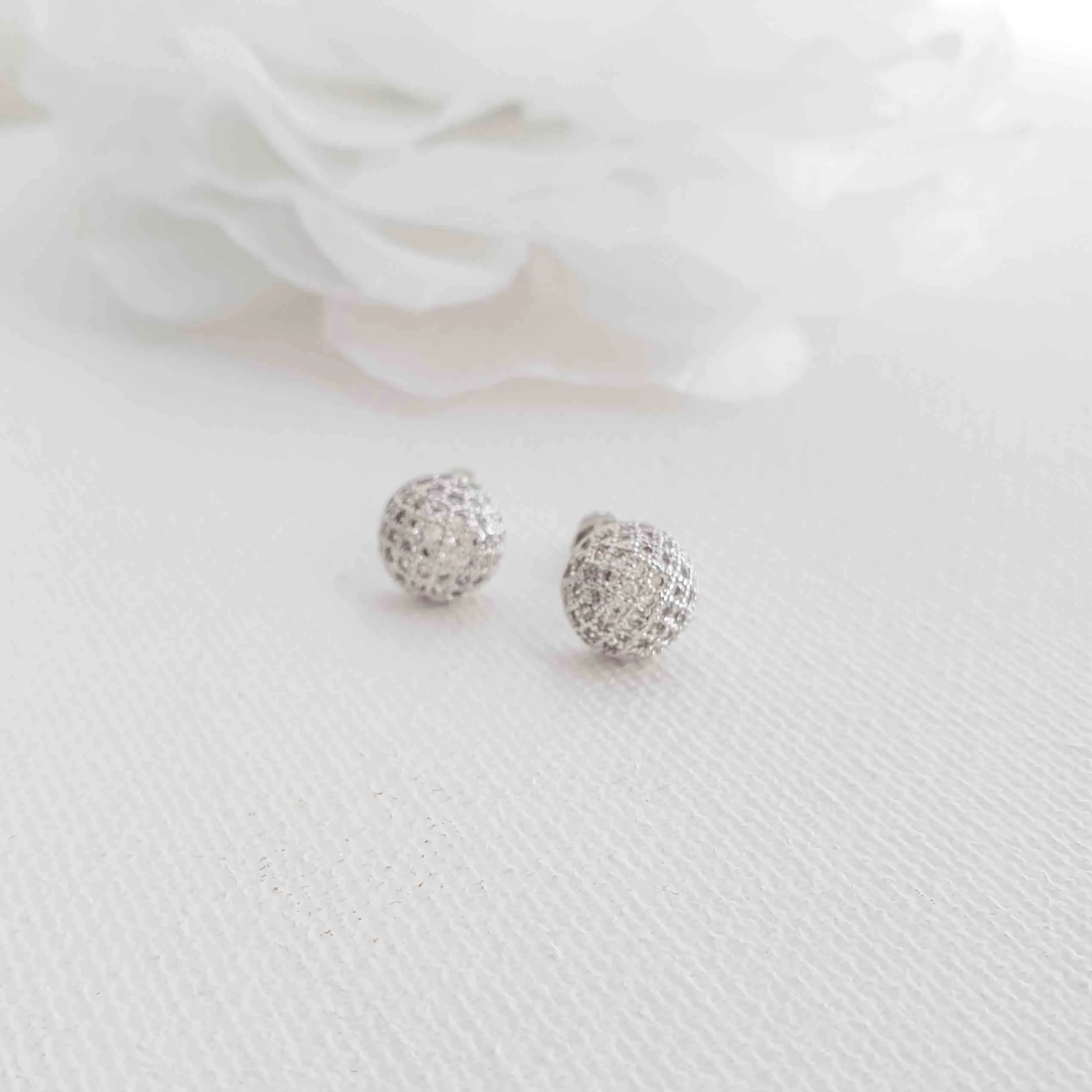 Small Pave Stud Earrings-Pamela