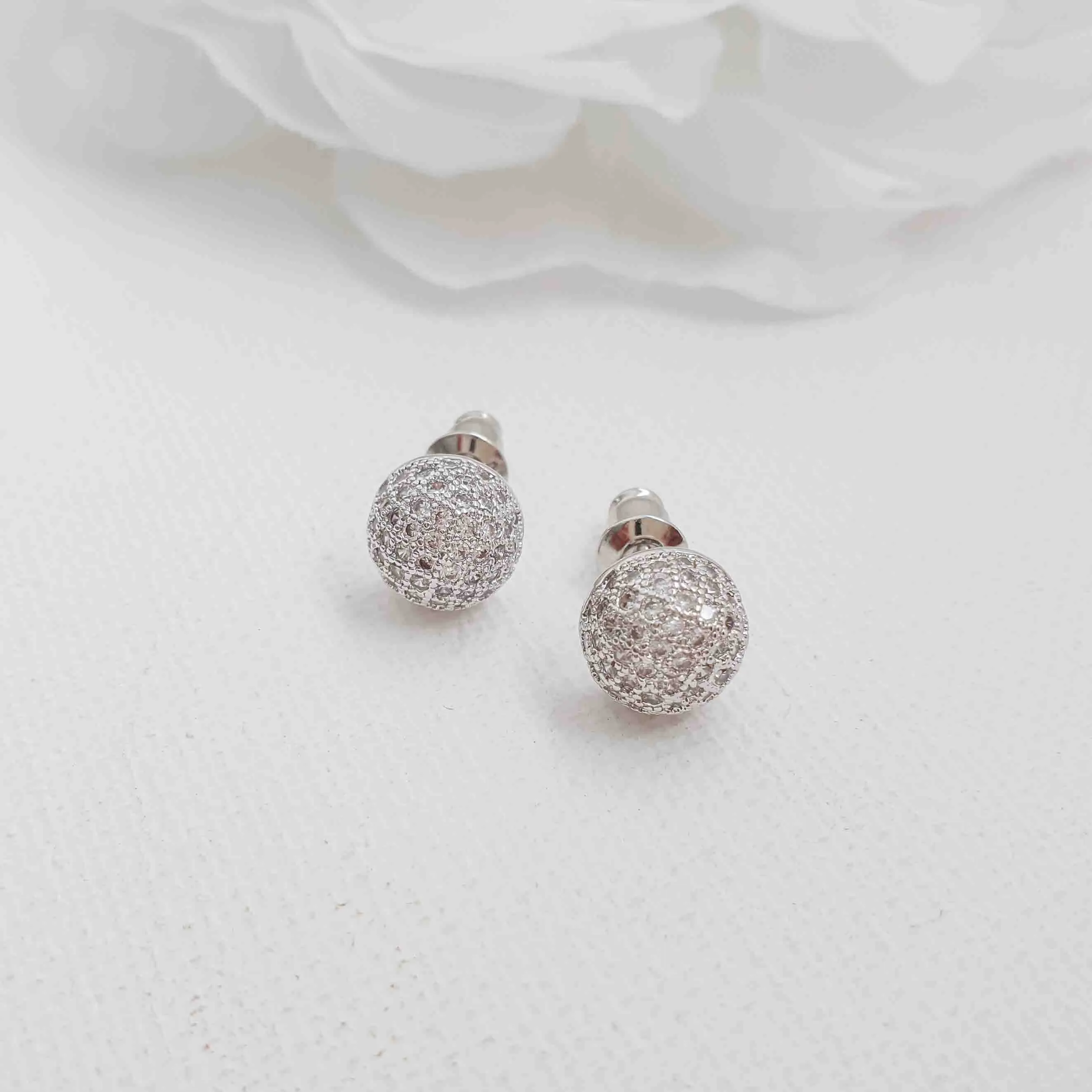 Small Pave Stud Earrings-Pamela